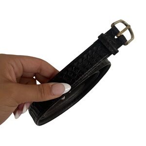 Black Textured Men's Snakeskin Belt with brass buckle